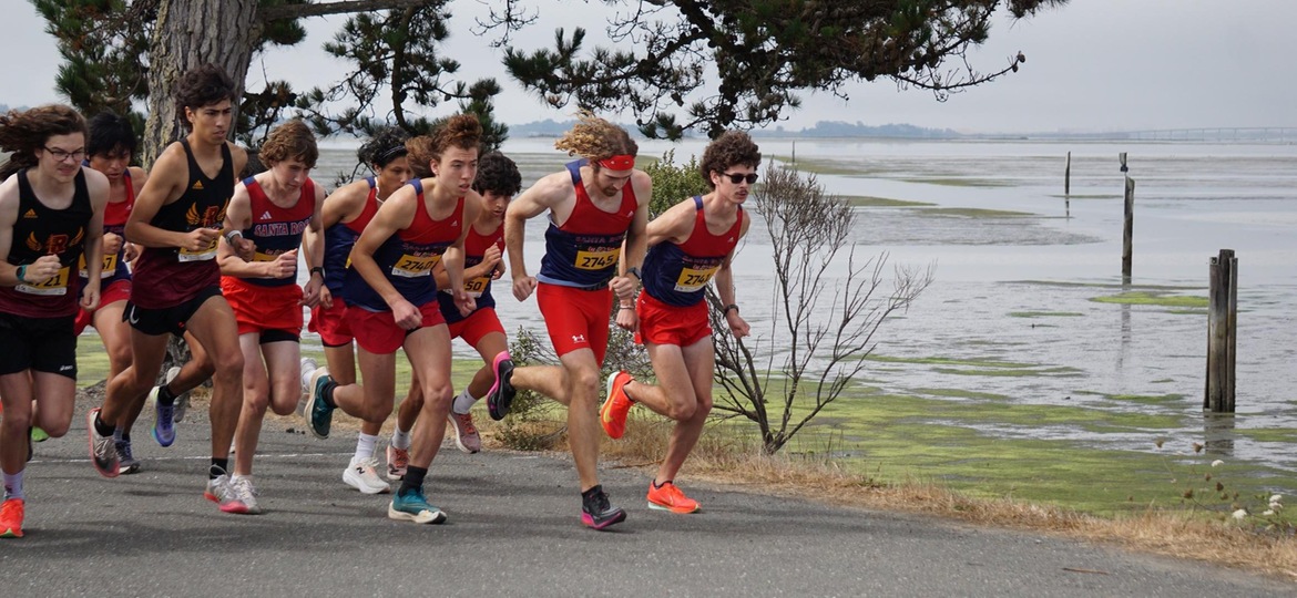 Runners get going at the start of the race.